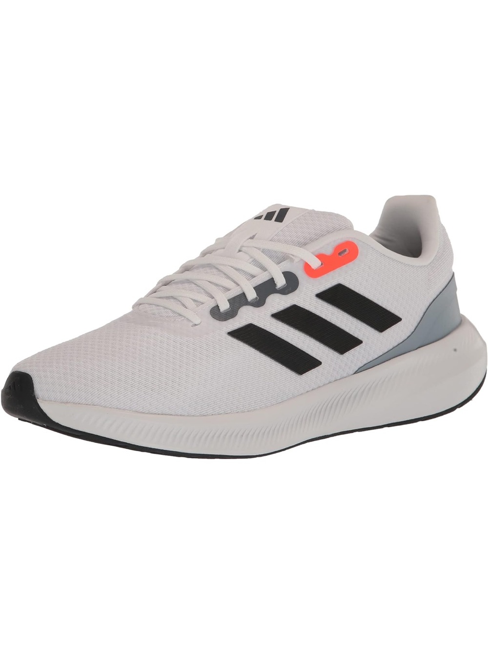 adidas Men's White Running Sneakers with Black Stripes and Orange Accent